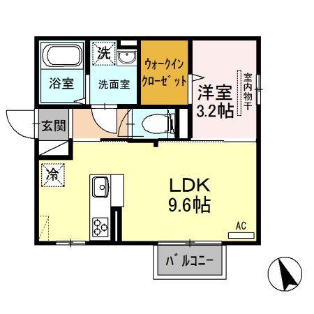 セジュール A(1LDK/2階)の間取り写真