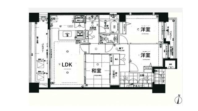 パークハウス紙屋町(3LDK/6階)の間取り写真