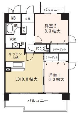 パレセゾン(2LDK/5階)の間取り写真