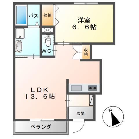 JR総武本線 銚子駅 バス乗車時間:6分 最寄りバス停で下車 徒歩4分 2階建 築14年(1LDK/1階)の間取り写真