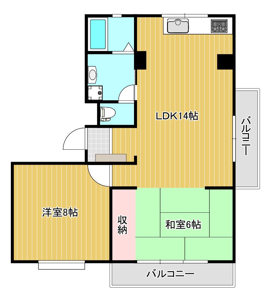 第三喜久田マンション(2LDK/2階)の間取り写真