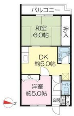 フローレンス西宮I(2DK/2階)の間取り写真