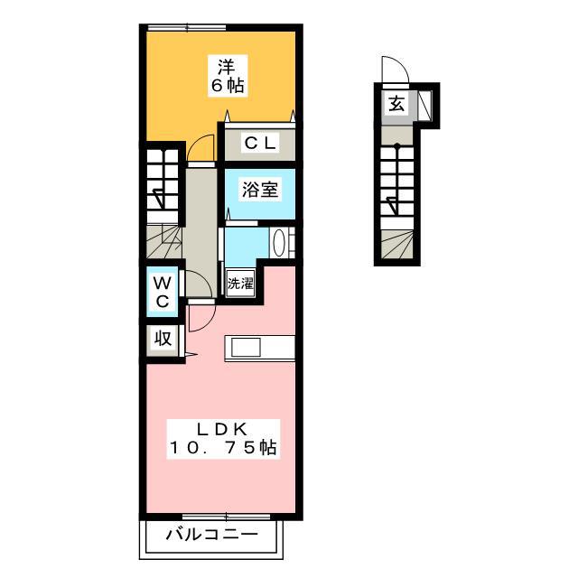 すみれB(1LDK/2階)の間取り写真