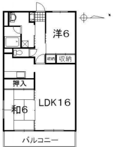 クニヒロマンションG(2LDK/3階)の間取り写真