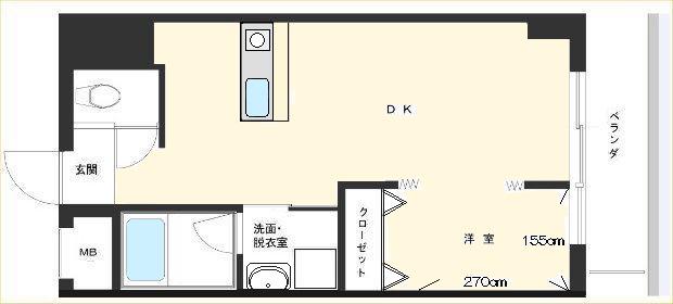 ウイング武(1LDK/2階)の間取り写真