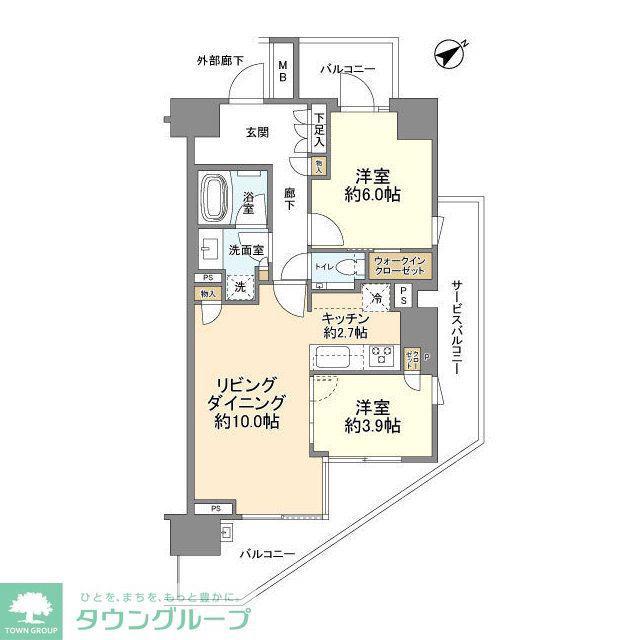ブランズ芝浦(2LDK/10階)の間取り写真