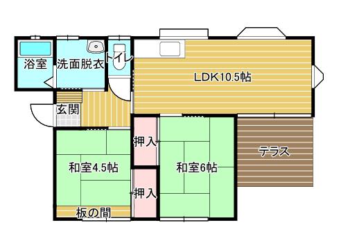 サンシャインヒル(2LDK/1階)の間取り写真