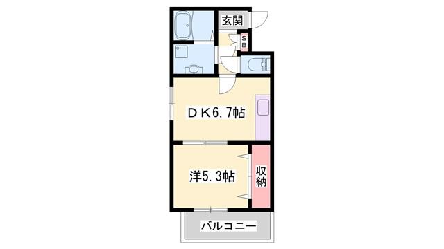 アステリア(1DK/1階)の間取り写真