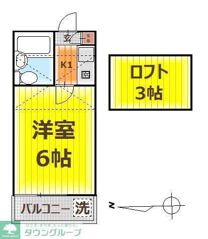 草加ハイツ(1K/1階)の間取り写真