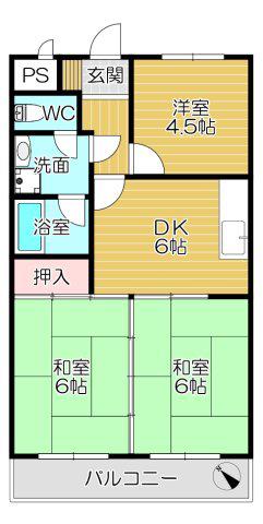 パシフィック武雄(3DK/3階)の間取り写真