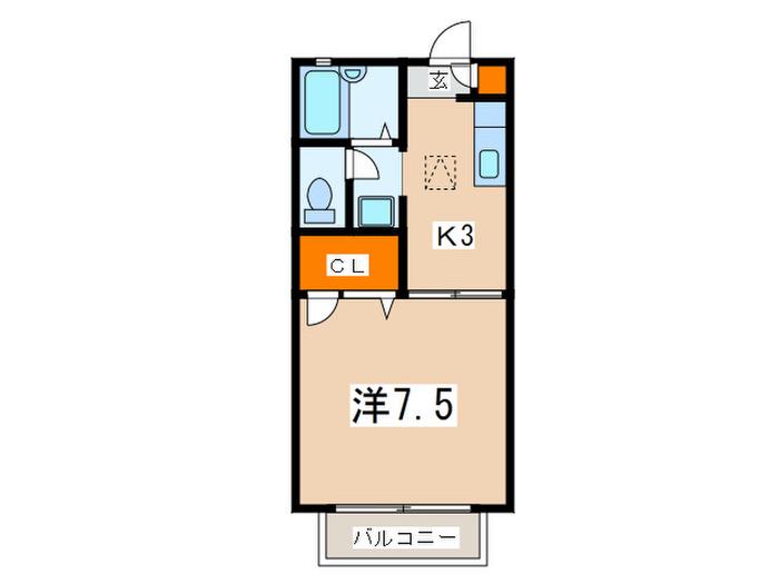 コト-ヴェール(1K/1階)の間取り写真