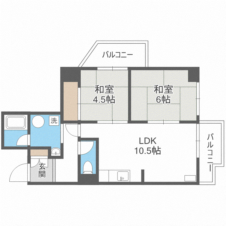 シャンボール中島公園(2LDK/4階)の間取り写真