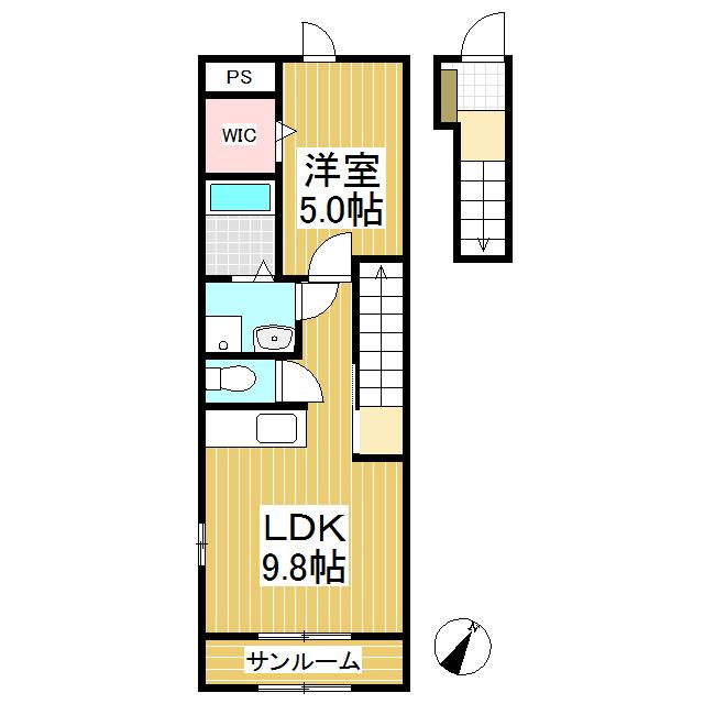 パストラル・田町(1LDK/2階)の間取り写真