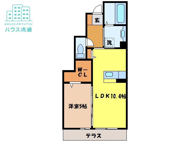 ラルーチェ幸 B棟(1LDK/1階)の間取り写真