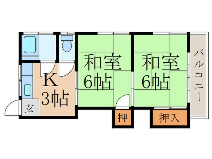 第二萬両荘(2K/2階)の間取り写真