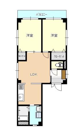 増田ビル(2LDK/2階)の間取り写真