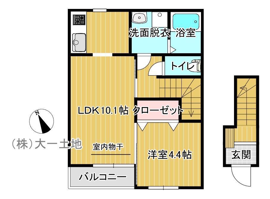 クレスト桜町(1LDK/2階)の間取り写真