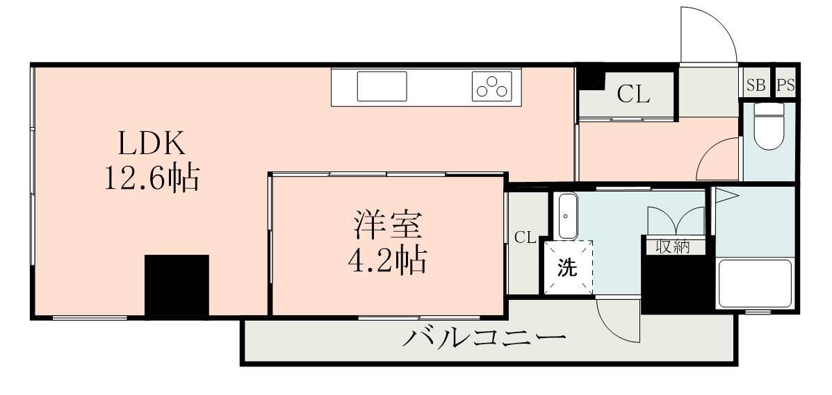 LANDMARK NISHIDAHONDORI(1LDK/2階)の間取り写真