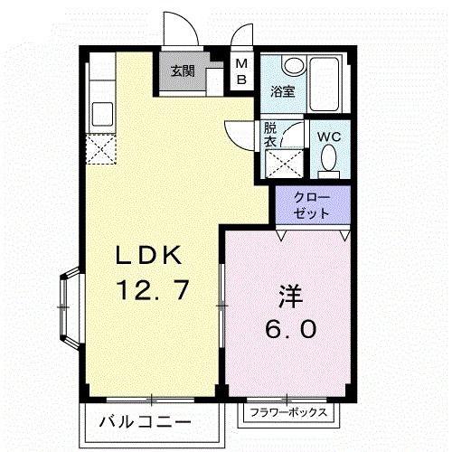 エルディム酒井(1LDK/2階)の間取り写真