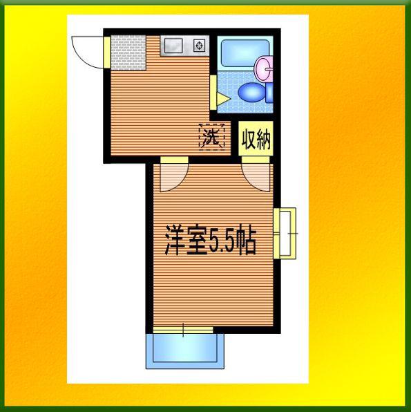 サンケンパレス東伏見(1K/2階)の間取り写真