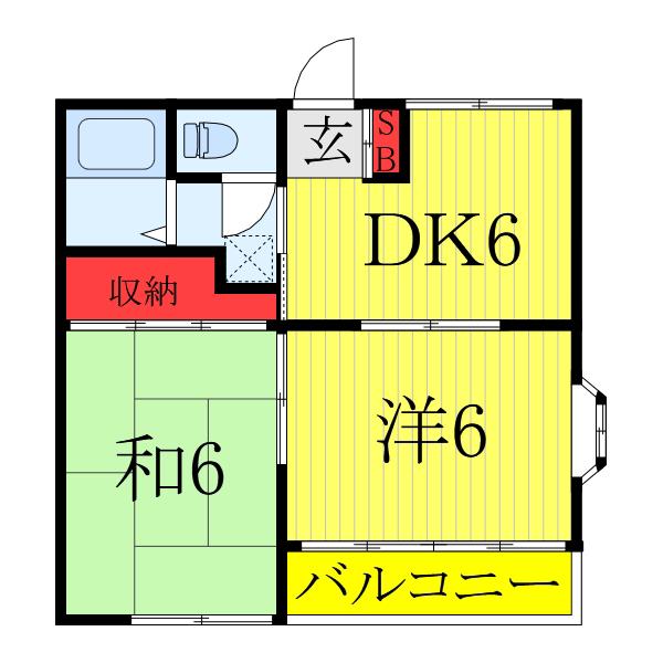 ハイツリバ-サイド(2DK/2階)の間取り写真