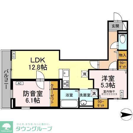 アピソ・ソレイユ(2LDK/1階)の間取り写真