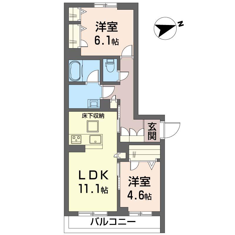 クオリスタ(2LDK/1階)の間取り写真