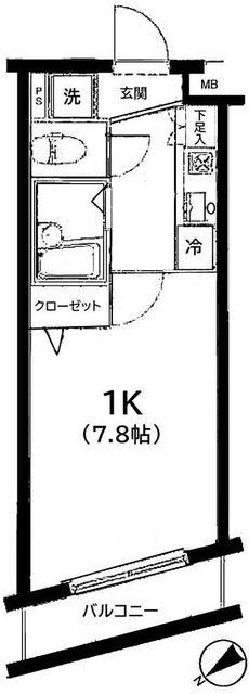 プレール高田馬場(1K/2階)の間取り写真