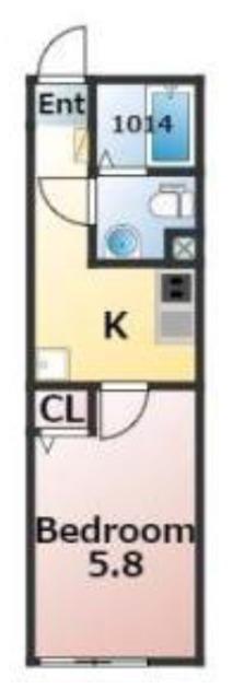 AND KITSUNE金町(1K/3階)の間取り写真