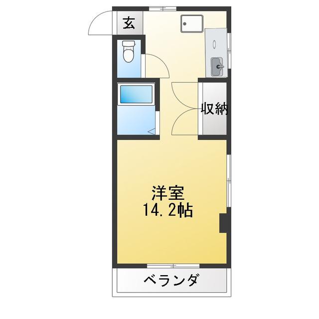 ハイツ吉川(ワンルーム/2階)の間取り写真