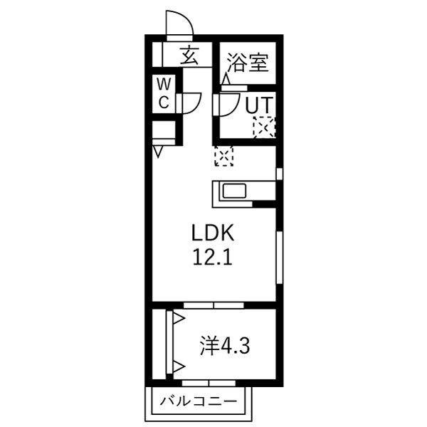 リトリート氷室(1LDK/2階)の間取り写真