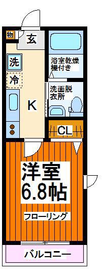 AKマンションVII(1K/2階)の間取り写真