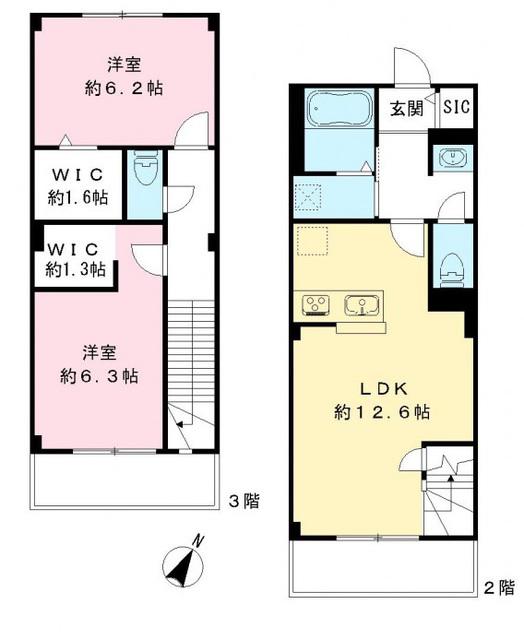 ピノシークル(2LDK/2階)の間取り写真
