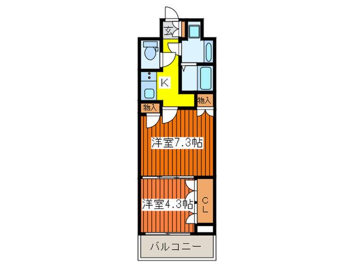 デュオステージ東十条(2K/4階)の間取り写真