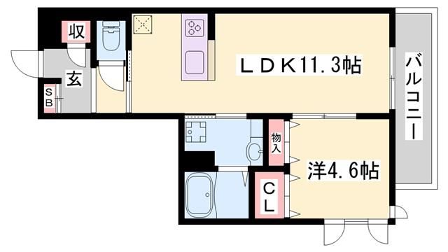 メゾン・ド・クルー(1LDK/1階)の間取り写真