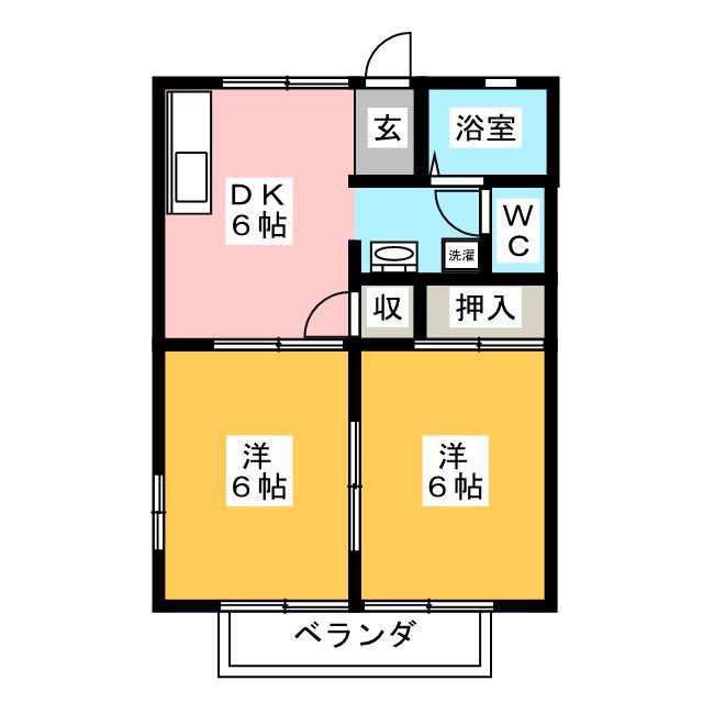クレール中丸(2DK/2階)の間取り写真