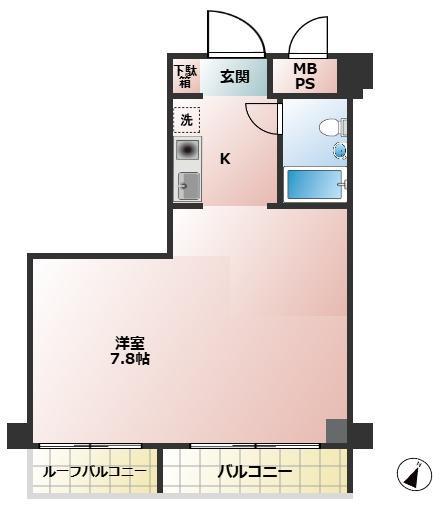 ライオンズマンション横浜長者町南(ワンルーム/6階)の間取り写真