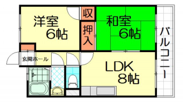田中本社ビル(2LDK/4階)の間取り写真