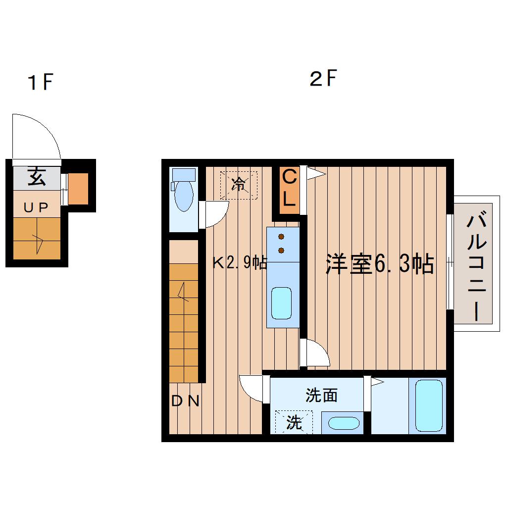AZUL黒松(1K/2階)の間取り写真