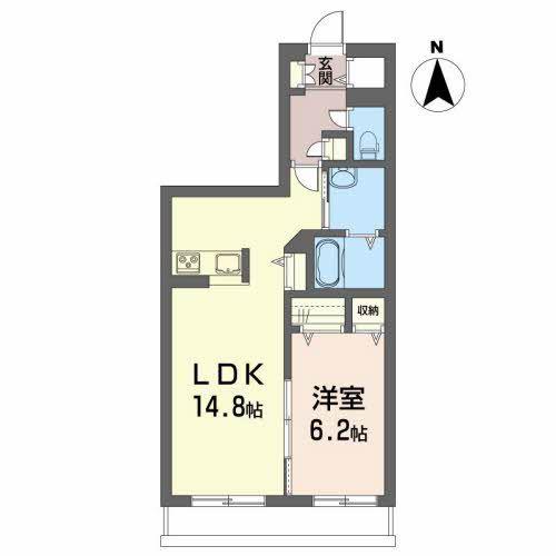 メゾンマスト盛南II(1LDK/2階)の間取り写真