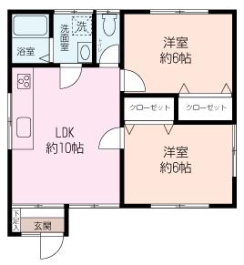馬堀ハイツ(2LDK/1階)の間取り写真