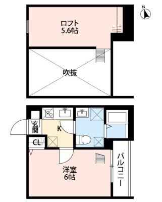 B・FLATS(1K/2階)の間取り写真
