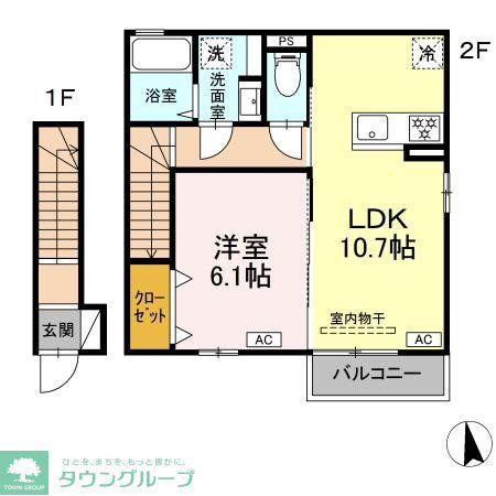 コンパセタ(1LDK/2階)の間取り写真