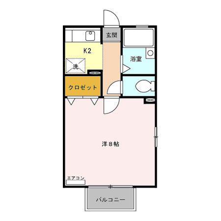アバンサール(1K/2階)の間取り写真