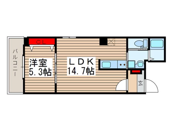 グランドゥール越谷(1LDK/3階)の間取り写真