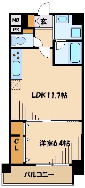 RIO VEIL(1LDK/4階)の間取り写真