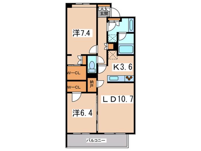 S-FORT横浜青葉台(2LDK/5階)の間取り写真