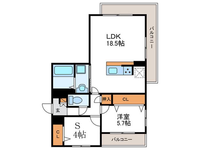 HIGH BRIGHT 京都桂川(1SLDK/2階)の間取り写真