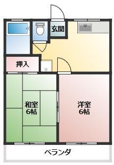 サンハイツ関口(2DK/2階)の間取り写真