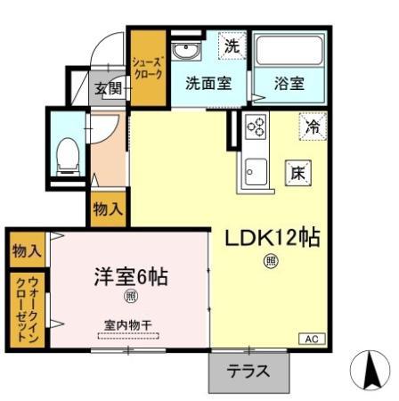 エマーブルMC(1LDK/1階)の間取り写真